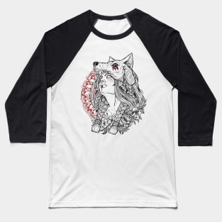 Wolf shaman girl Baseball T-Shirt